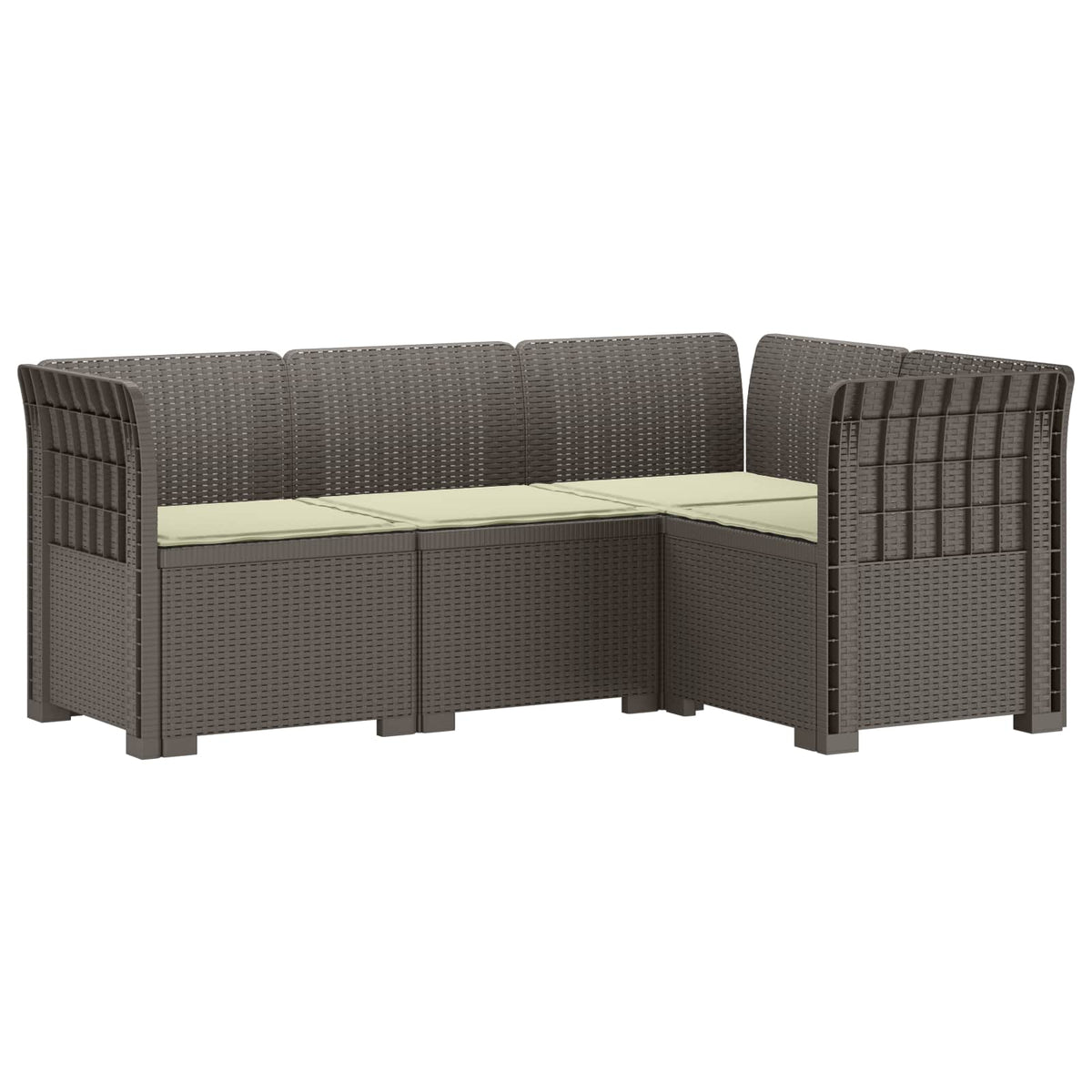 vidaXL 4-Seater Garden Sofa with Cushions Rattan Look PP Light Grey 2