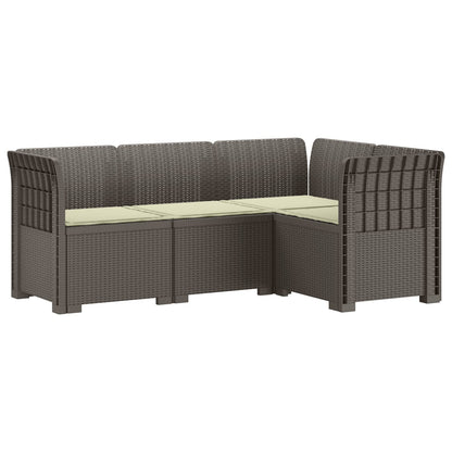 vidaXL 4-Seater Garden Sofa with Cushions Rattan Look PP Light Grey 2