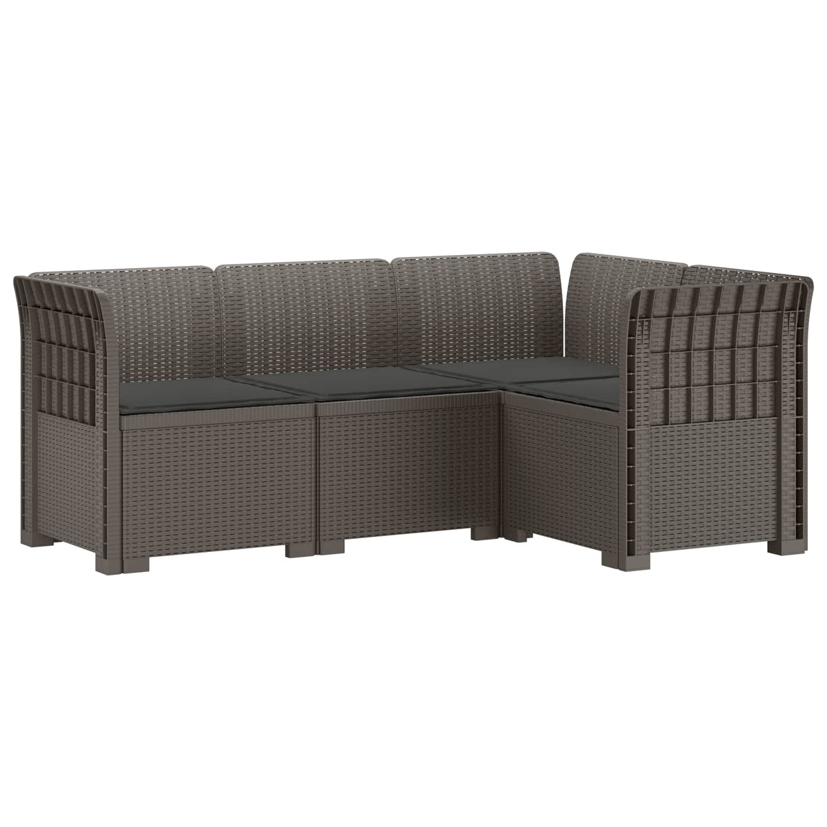 vidaXL 4-Seater Garden Sofa with Cushions Rattan Look PP Light Grey 2