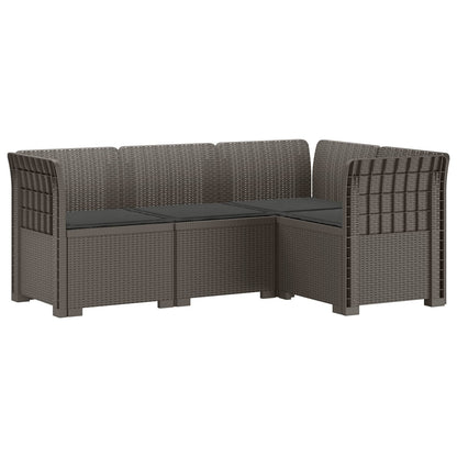 vidaXL 4-Seater Garden Sofa with Cushions Rattan Look PP Light Grey 2