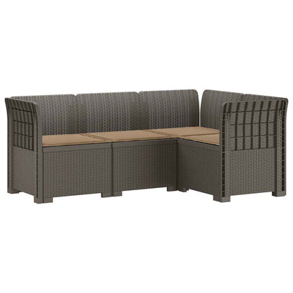 vidaXL 4-Seater Garden Sofa with Cushions Rattan Look PP Light Grey 2