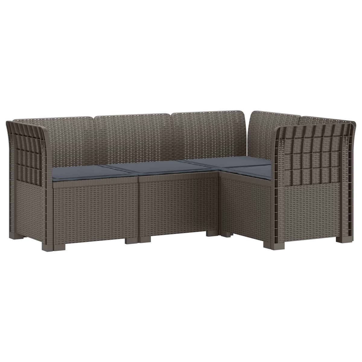 vidaXL 4-Seater Garden Sofa with Cushions Rattan Look PP Light Grey 2