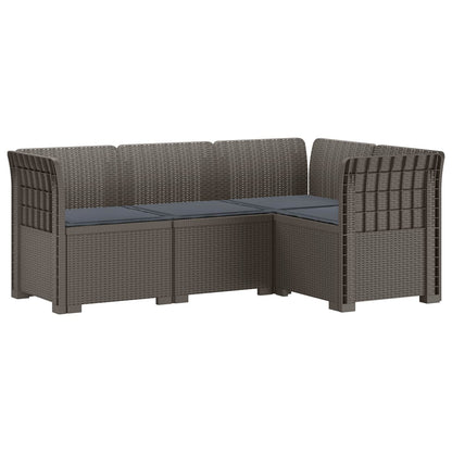vidaXL 4-Seater Garden Sofa with Cushions Rattan Look PP Light Grey 2