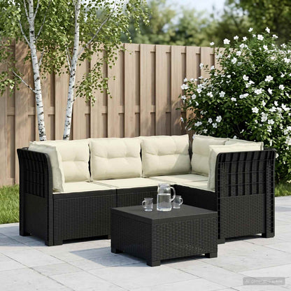 vidaXL 4-Seater Garden Sofa with Cushions Rattan Look PP Anthracite 1