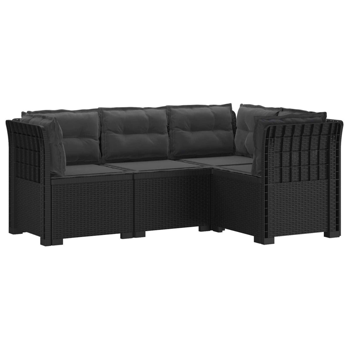 vidaXL 4-Seater Garden Sofa with Cushions Rattan Look PP Anthracite 2