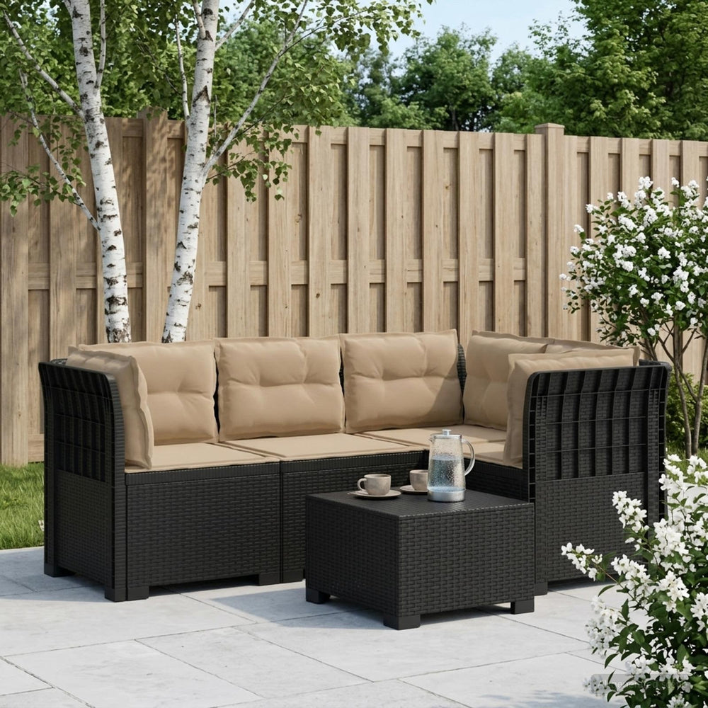 vidaXL 4-Seater Garden Sofa with Cushions Rattan Look PP Anthracite
