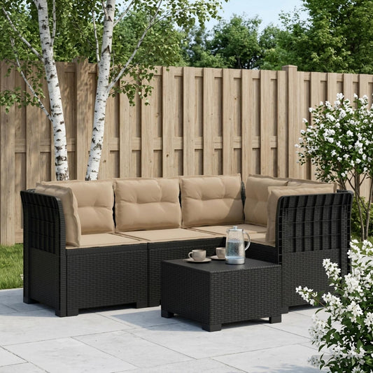 vidaXL 4-Seater Garden Sofa with Cushions Rattan Look PP Anthracite 1