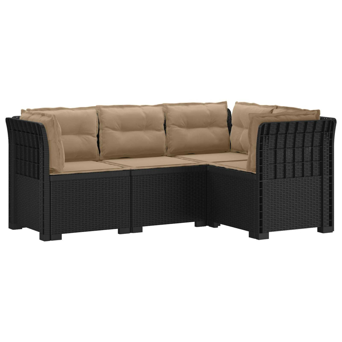 4-Seater Garden Sofa with Cushions Rattan Look PP Brown with seat and back cushion Anthracite and taupe