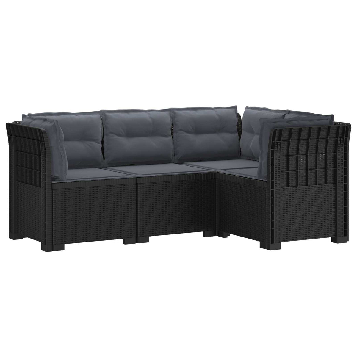 vidaXL 4-Seater Garden Sofa with Cushions Rattan Look PP Anthracite 2