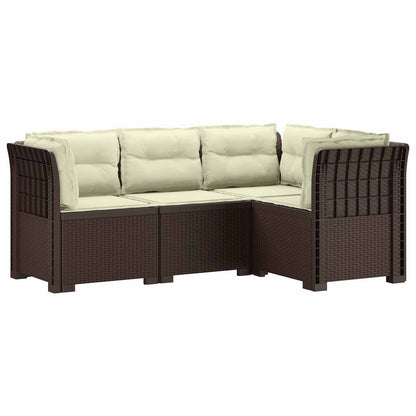 vidaXL 4-Seater Garden Sofa with Cushions Rattan Look PP Brown 2