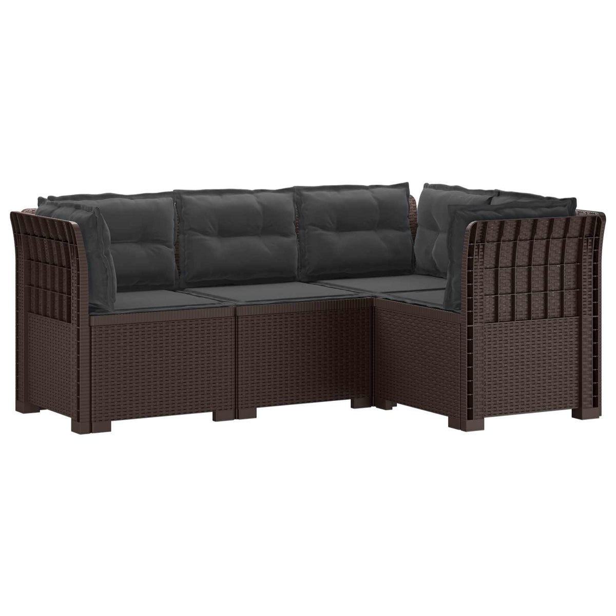 vidaXL 4-Seater Garden Sofa with Cushions Rattan Look PP Brown 2