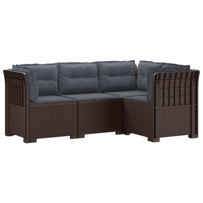 vidaXL 4-Seater Garden Sofa with Cushions Rattan Look PP Brown 2