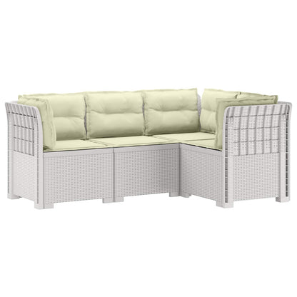 vidaXL 4-Seater Garden Sofa with Cushions Rattan Look PP White 2