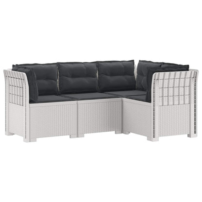 vidaXL 4-Seater Garden Sofa with Cushions Rattan Look PP White 2
