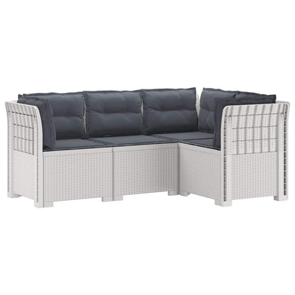 vidaXL 4-Seater Garden Sofa with Cushions Rattan Look PP White 2