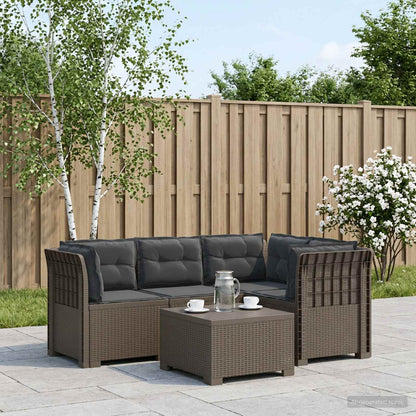 vidaXL 4-Seater Garden Sofa with Cushions Rattan Look PP Light Grey 1