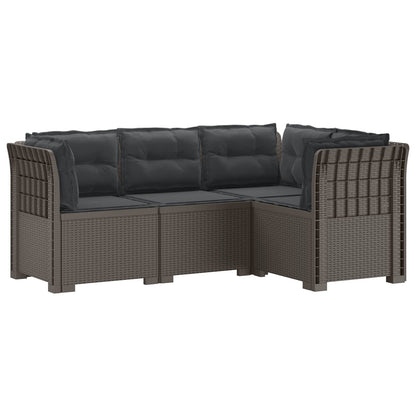 vidaXL 4-Seater Garden Sofa with Cushions Rattan Look PP Light Grey 2