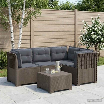 vidaXL 4-Seater Garden Sofa with Cushions Rattan Look PP Light Grey 1