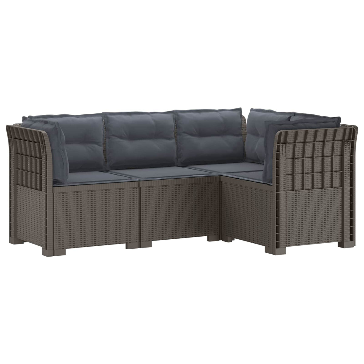 vidaXL 4-Seater Garden Sofa with Cushions Rattan Look PP Light Grey 2