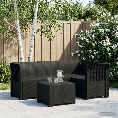 vidaXL 4-Seater Garden Sofa Rattan Look PP Anthracite 1