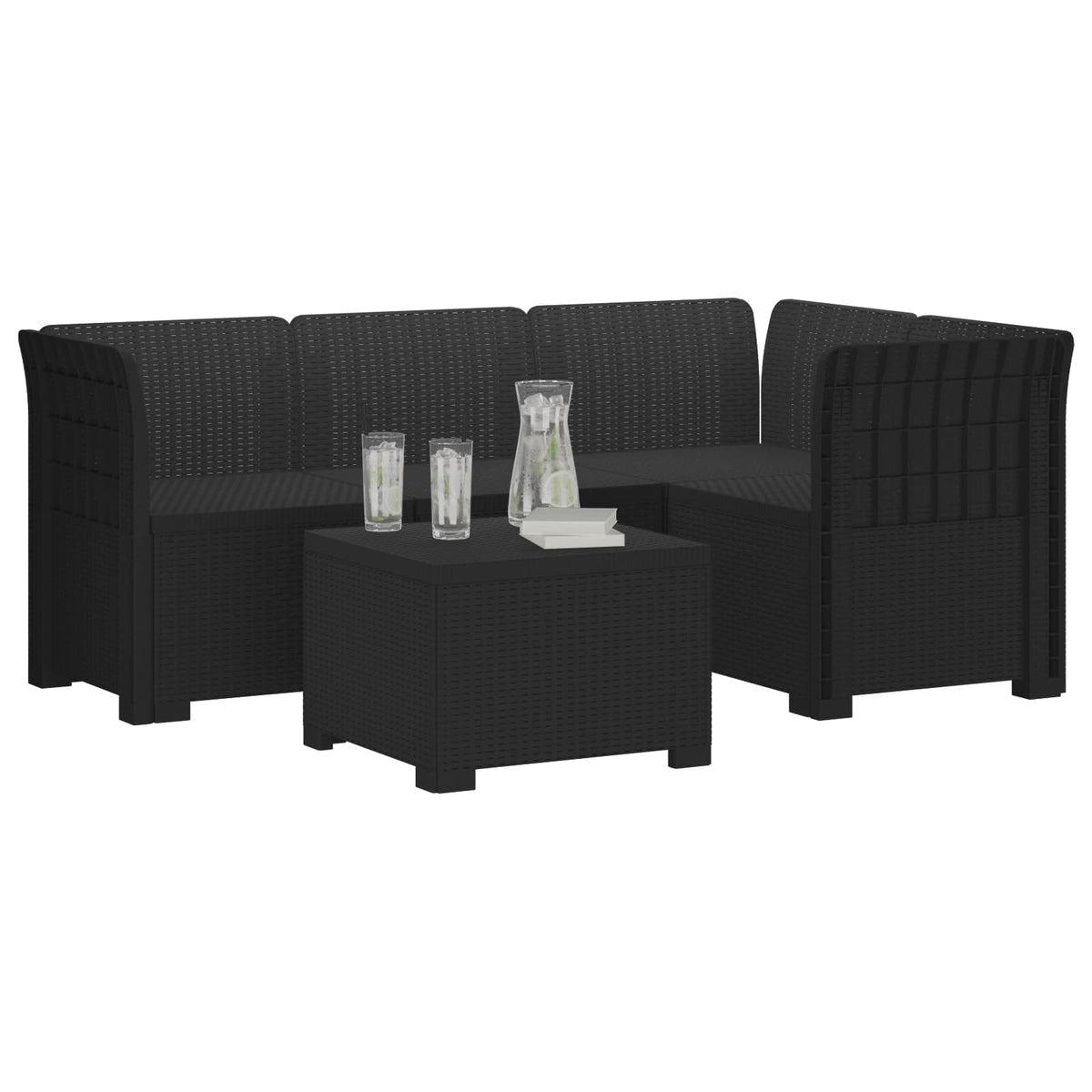 vidaXL 4-Seater Garden Sofa Rattan Look PP Anthracite 3