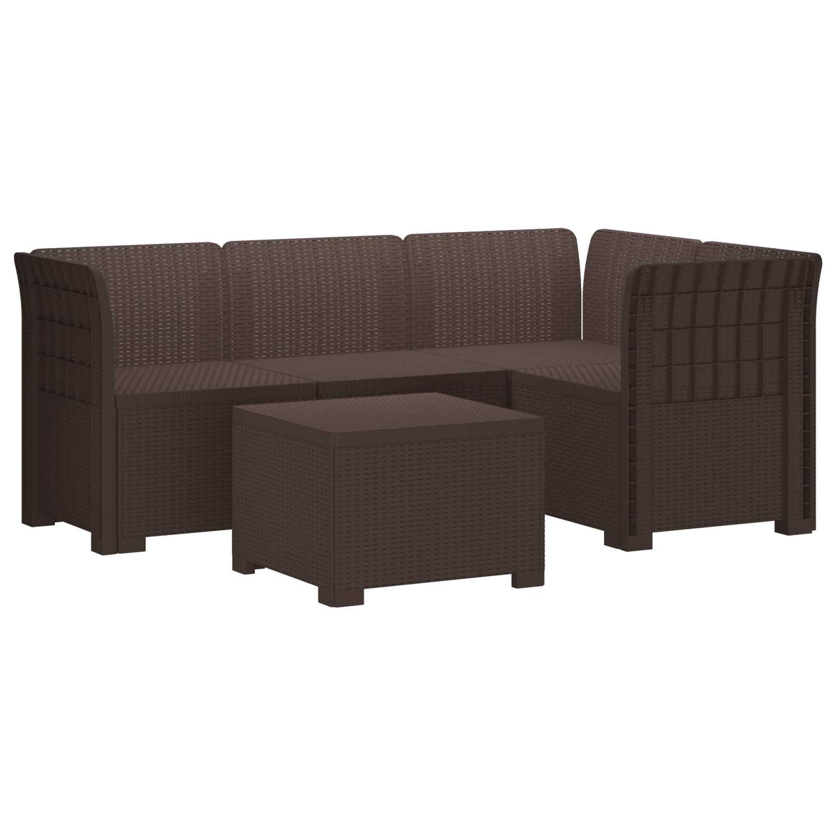 4-Seater Garden Sofa Rattan Look PP Brown