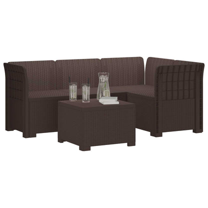 vidaXL 4-Seater Garden Sofa Rattan Look PP Brown 3