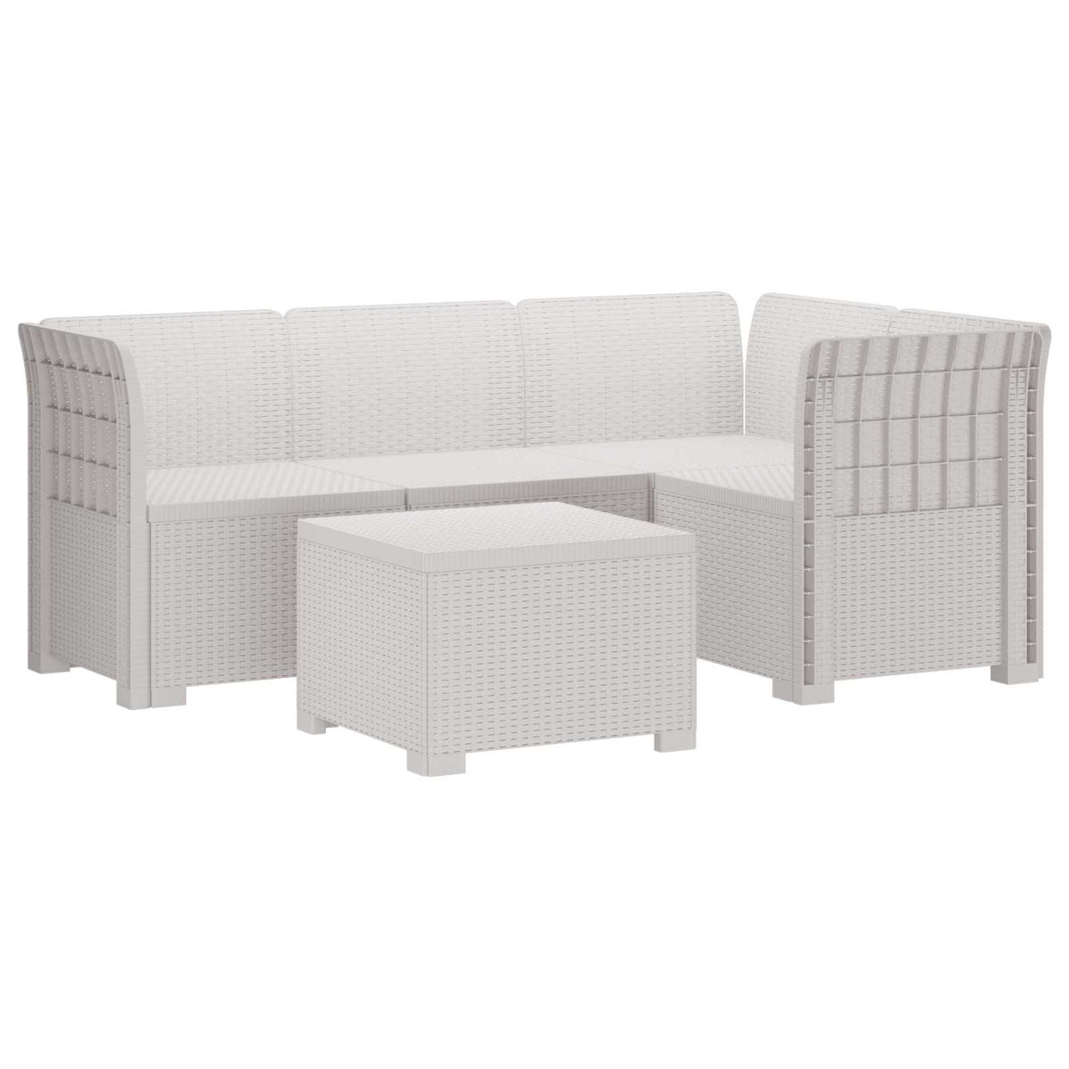 vidaXL 4-Seater Garden Sofa Rattan Look PP White 2
