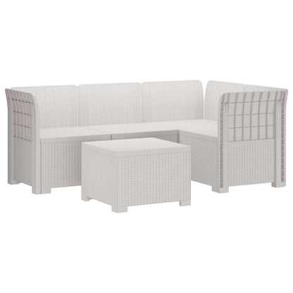 vidaXL 4-Seater Garden Sofa Rattan Look PP White 2