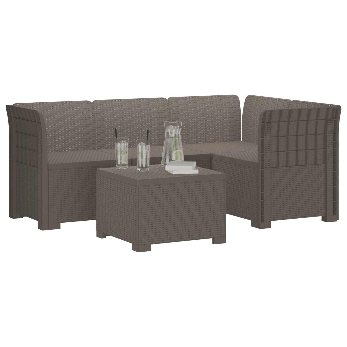 vidaXL 4-Seater Garden Sofa Rattan Look PP Light Grey 3