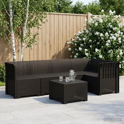 5-Seater Garden Sofa Rattan Look 5-Seater PP without cushion Anthracite