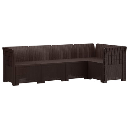 vidaXL 5-Seater Garden Sofa Rattan Look 5-Seater PP Brown 2