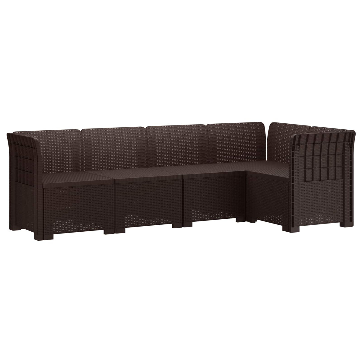 5-Seater Garden Sofa Rattan Look 5-Seater PP without cushion Brown