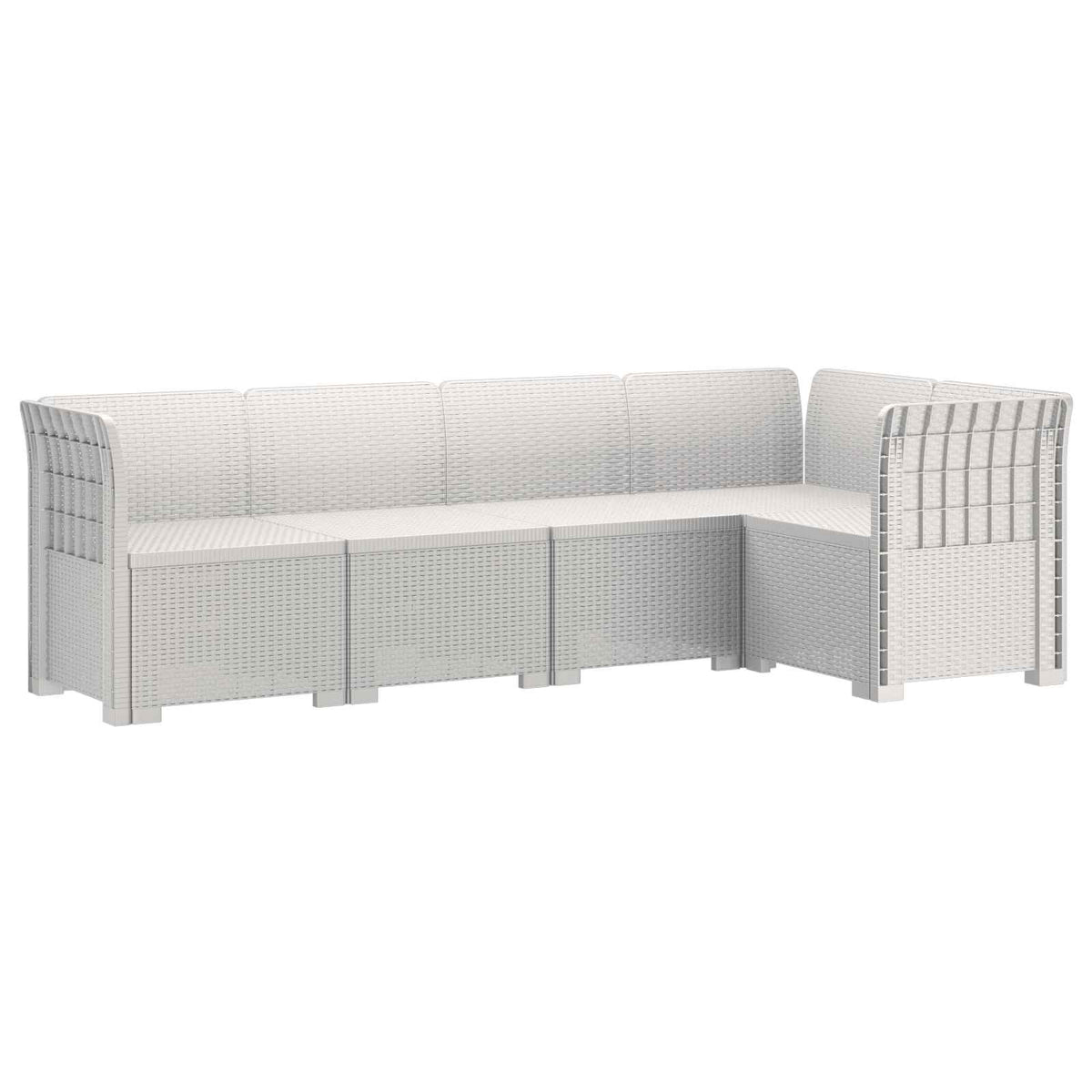 5-Seater Garden Sofa Rattan Look 5-Seater PP without cushion White