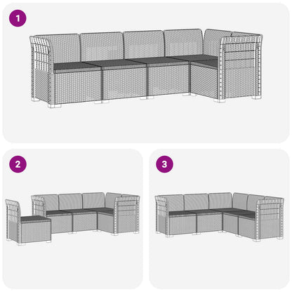 vidaXL 5-Seater Garden Sofa Rattan Look 5-Seater PP White 6