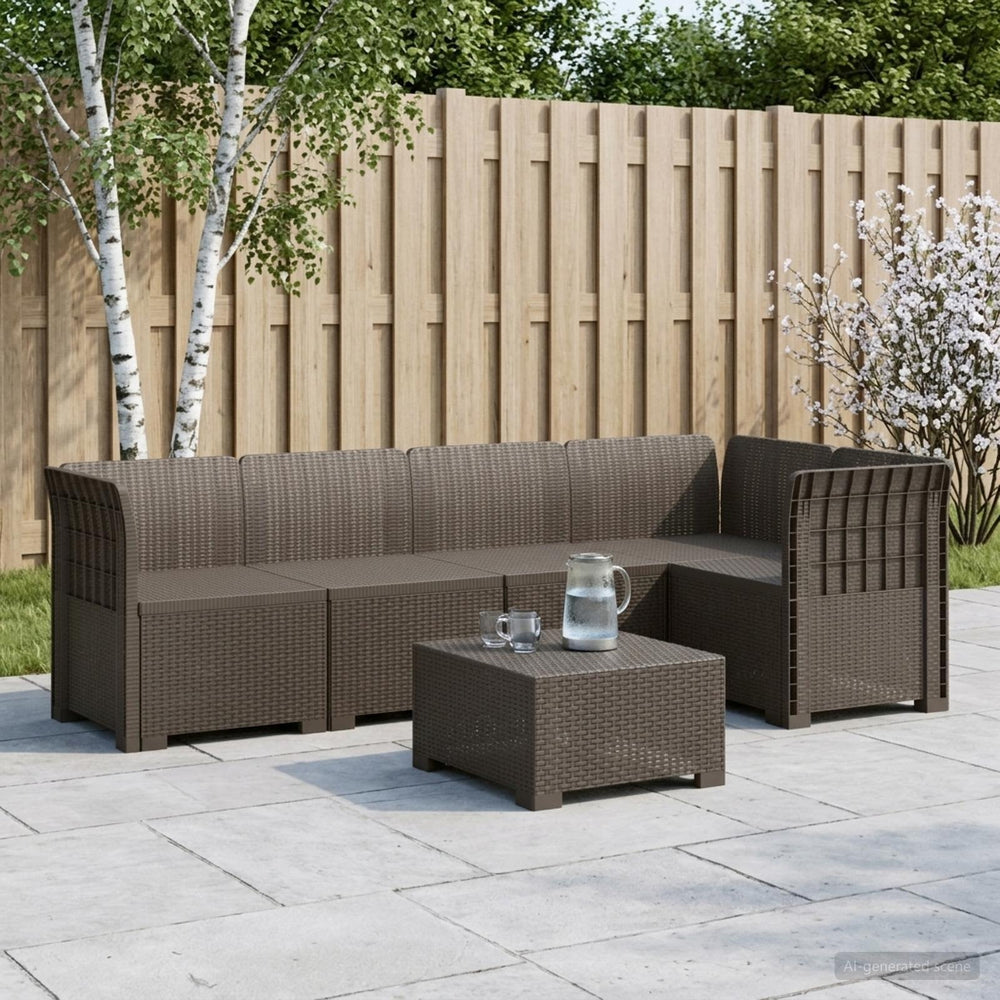 vidaXL 5-Seater Garden Sofa Rattan Look 5-Seater PP Light Grey