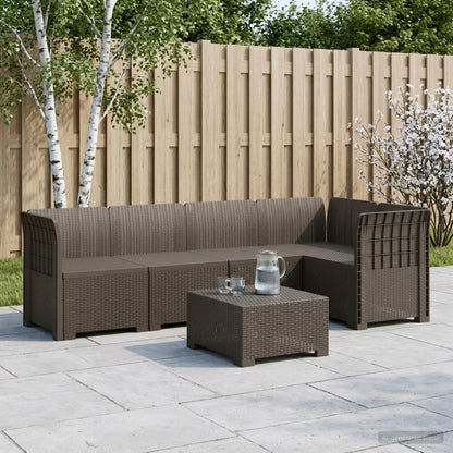 vidaXL 5-Seater Garden Sofa Rattan Look 5-Seater PP Light Grey 1