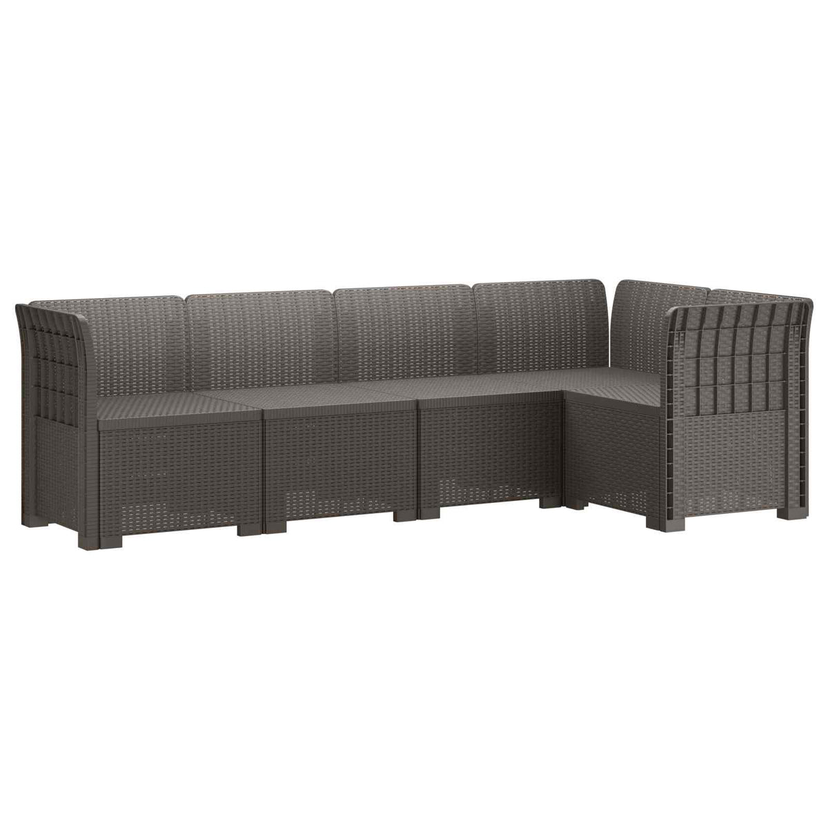5-Seater Garden Sofa Rattan Look 5-Seater PP without cushion Light grey