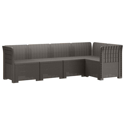 5-Seater Garden Sofa Rattan Look 5-Seater PP without cushion Light grey