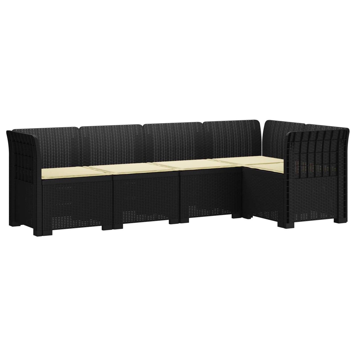 vidaXL 5-Seater Garden Sofa with Cushions Rattan Look PP Anthracite 2