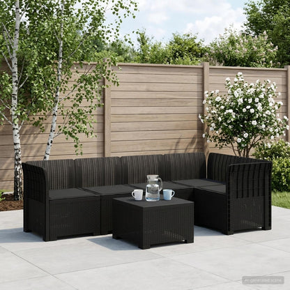vidaXL 5-Seater Garden Sofa with Cushions Rattan Look PP Anthracite 1