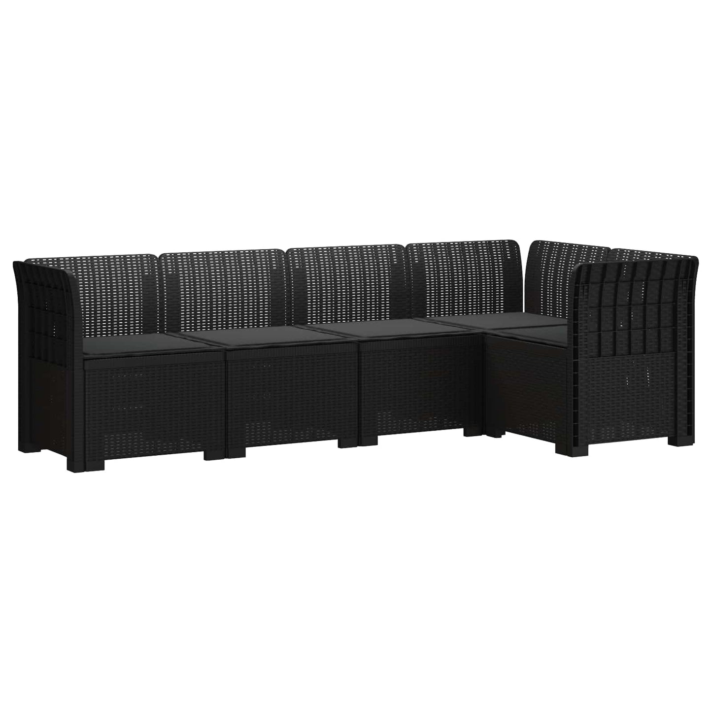 vidaXL 5-Seater Garden Sofa with Cushions Rattan Look PP Anthracite 2