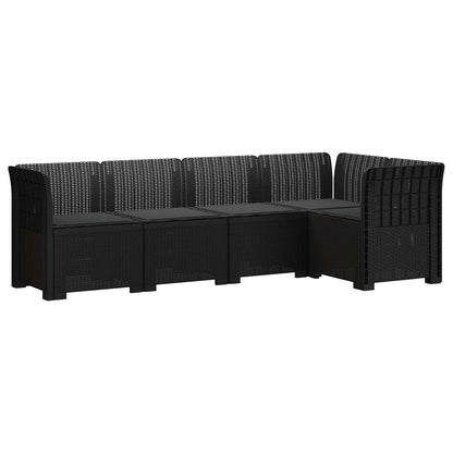 vidaXL 5-Seater Garden Sofa with Cushions Rattan Look PP Anthracite 2