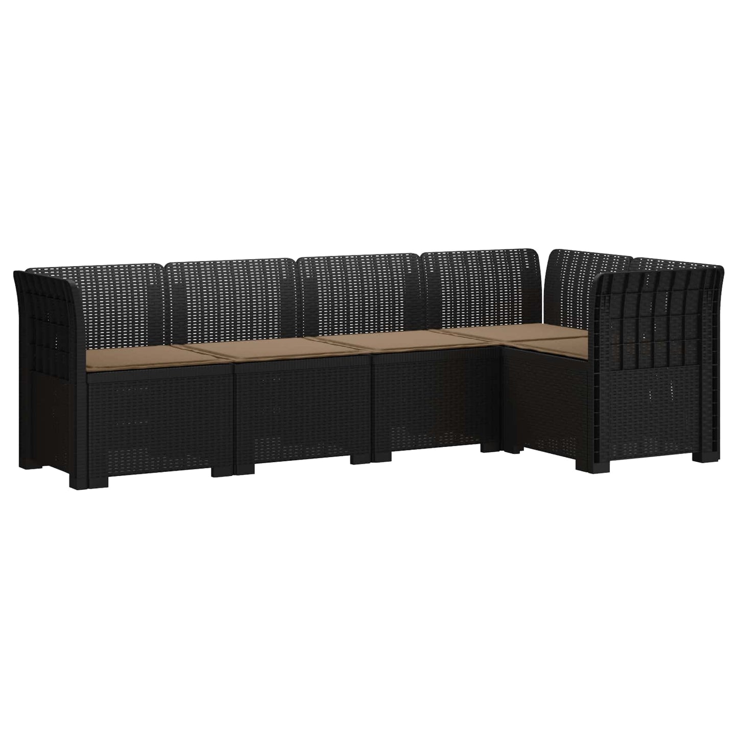 vidaXL 5-Seater Garden Sofa with Cushions Rattan Look PP Anthracite 2