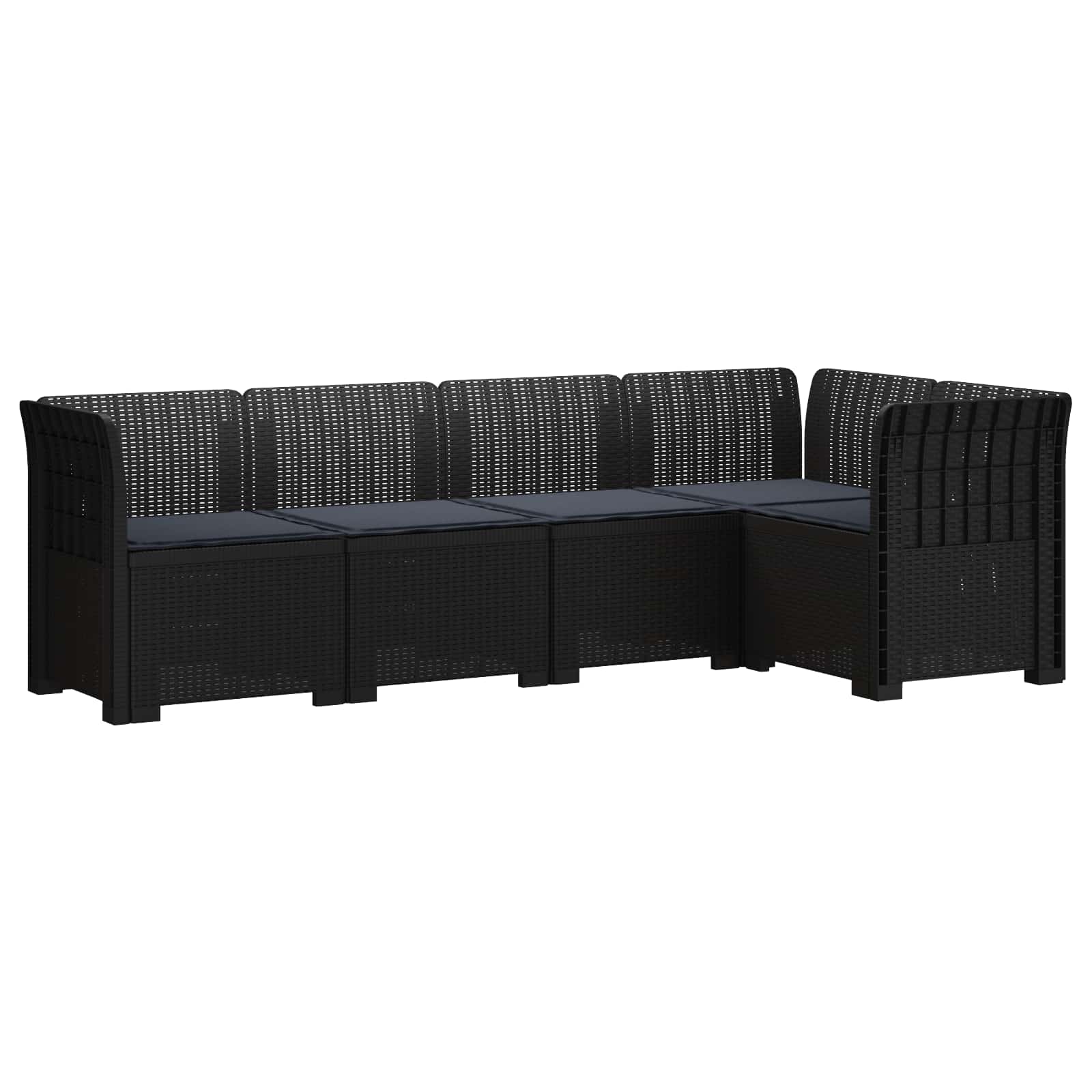 vidaXL 5-Seater Garden Sofa with Cushions Rattan Look PP Anthracite 2