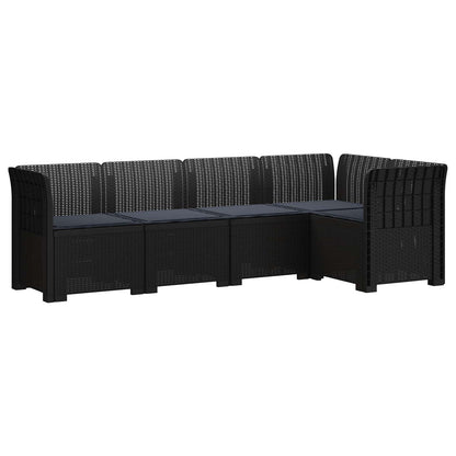 vidaXL 5-Seater Garden Sofa with Cushions Rattan Look PP Anthracite 2