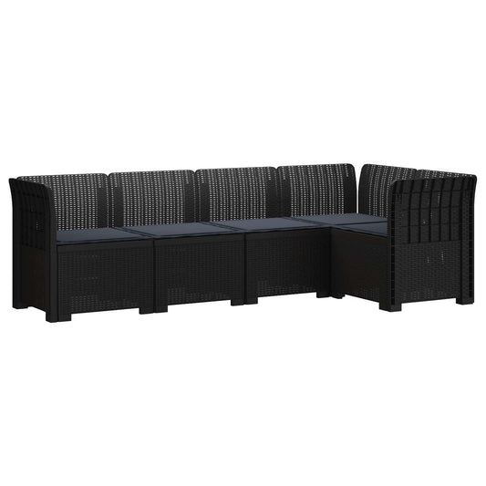 vidaXL 5-Seater Garden Sofa with Cushions Rattan Look PP Anthracite 2