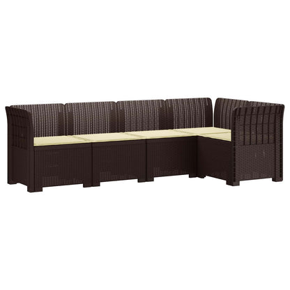vidaXL 5-Seater Garden Sofa with Cushions Rattan Look PP Brown 2