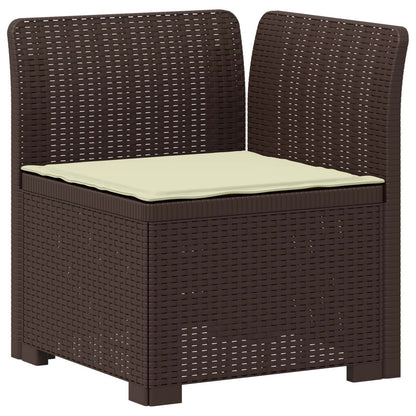 vidaXL 5-Seater Garden Sofa with Cushions Rattan Look PP Brown 4