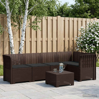 vidaXL 5-Seater Garden Sofa with Cushions Rattan Look PP Brown 1
